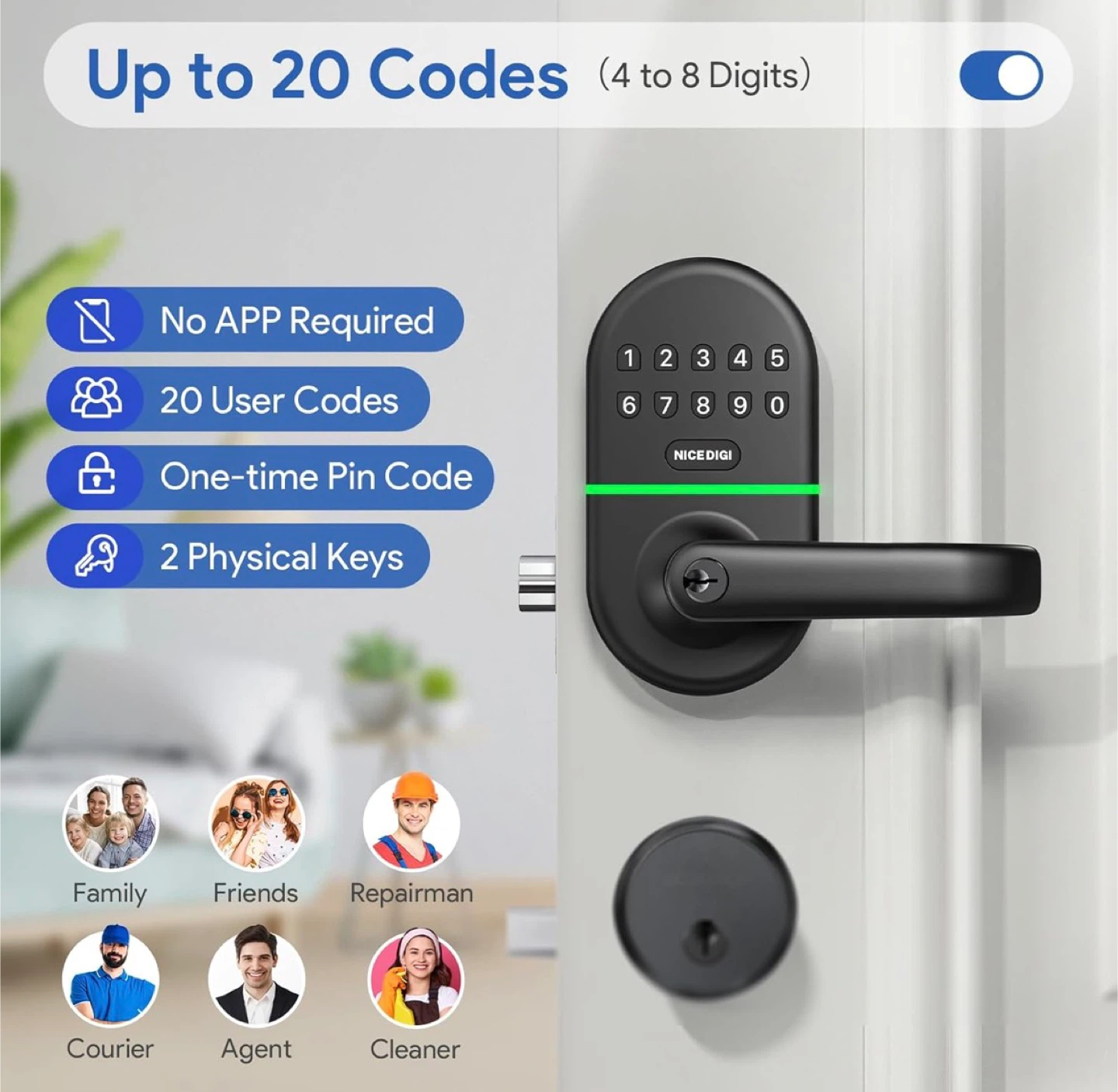 NICE DIGI Smart Door Lock with Handle - photo 3