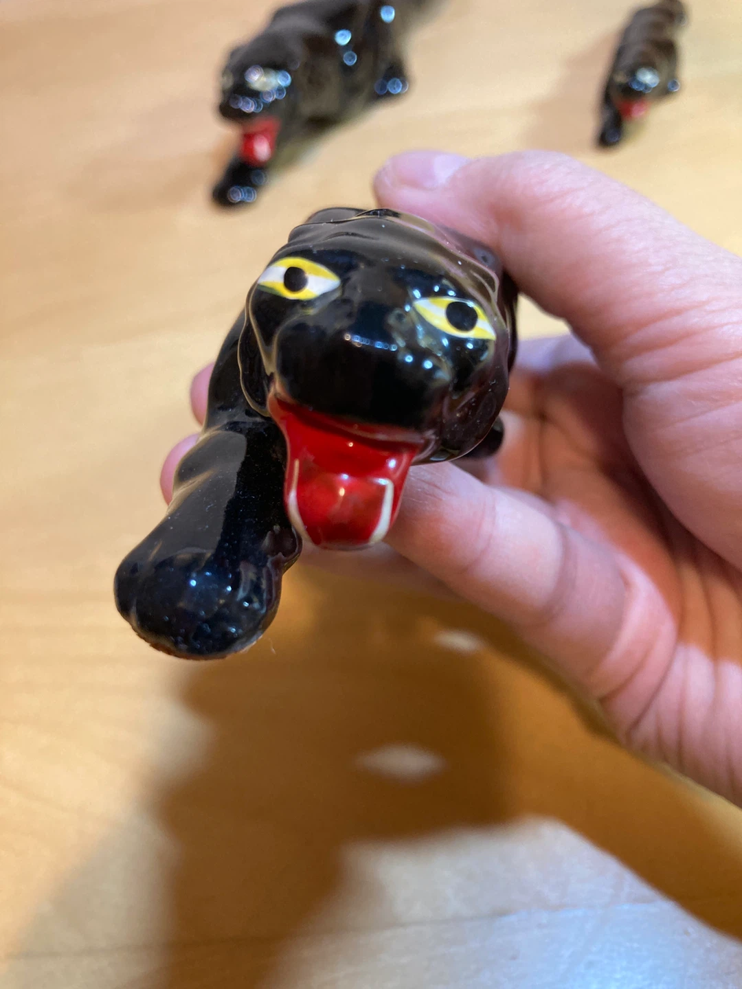 Vintage MCM 3 Black Panther Ceramic Figurines - Made in Japan - photo 5