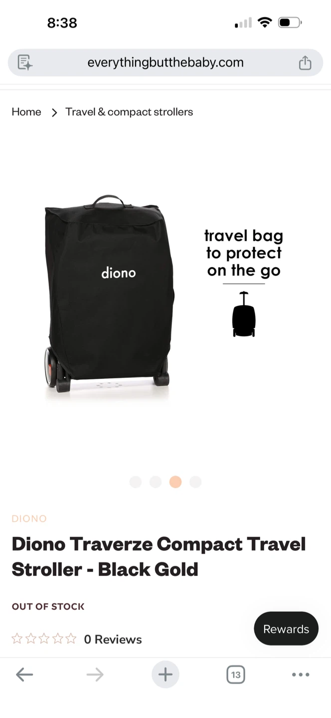 Diono Traverze Compact Travel Stroller - Black Gold - photo 4