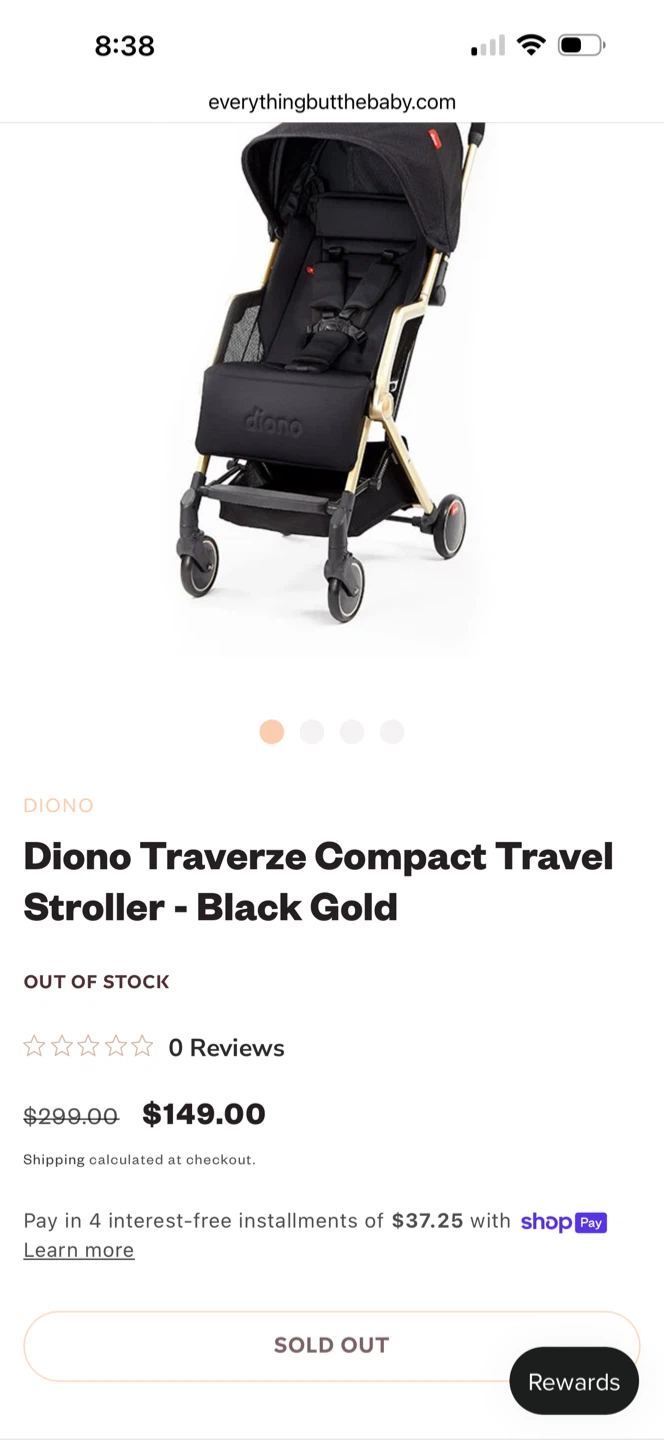 Diono Traverze Compact Travel Stroller - Black Gold