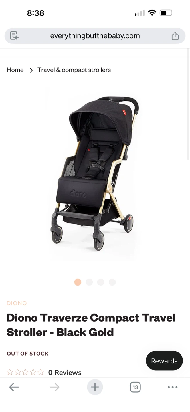 Diono Traverze Compact Travel Stroller - Black Gold - photo 2
