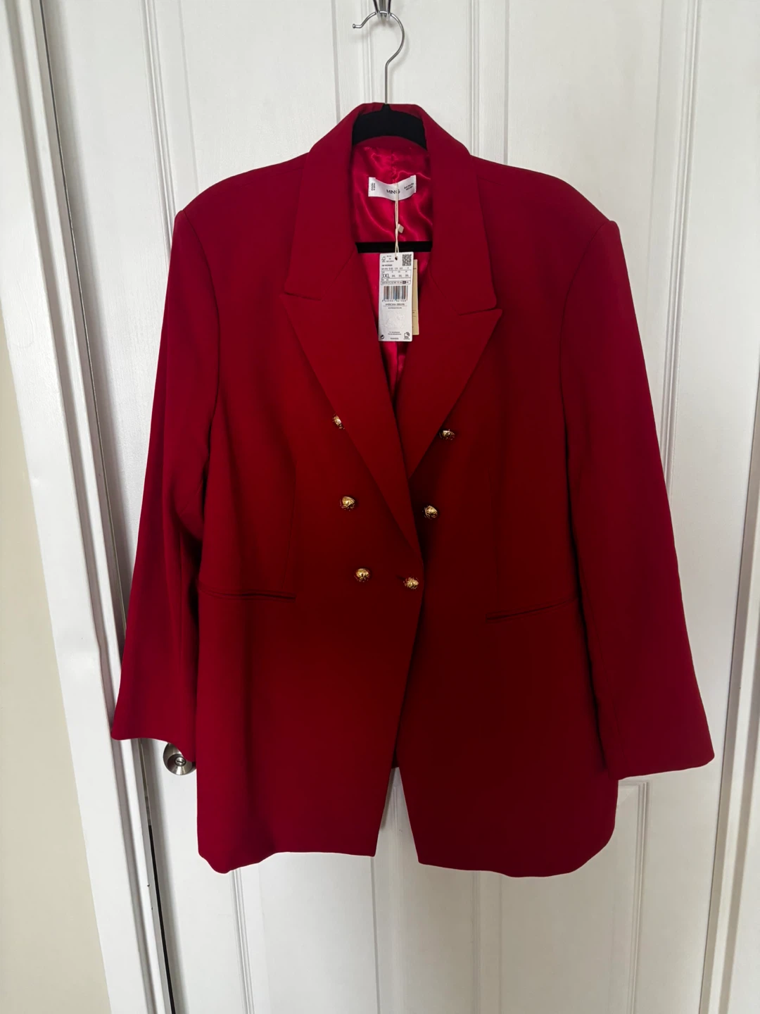 Mango Women's Red Double-Breasted Blazer - Size 3XL