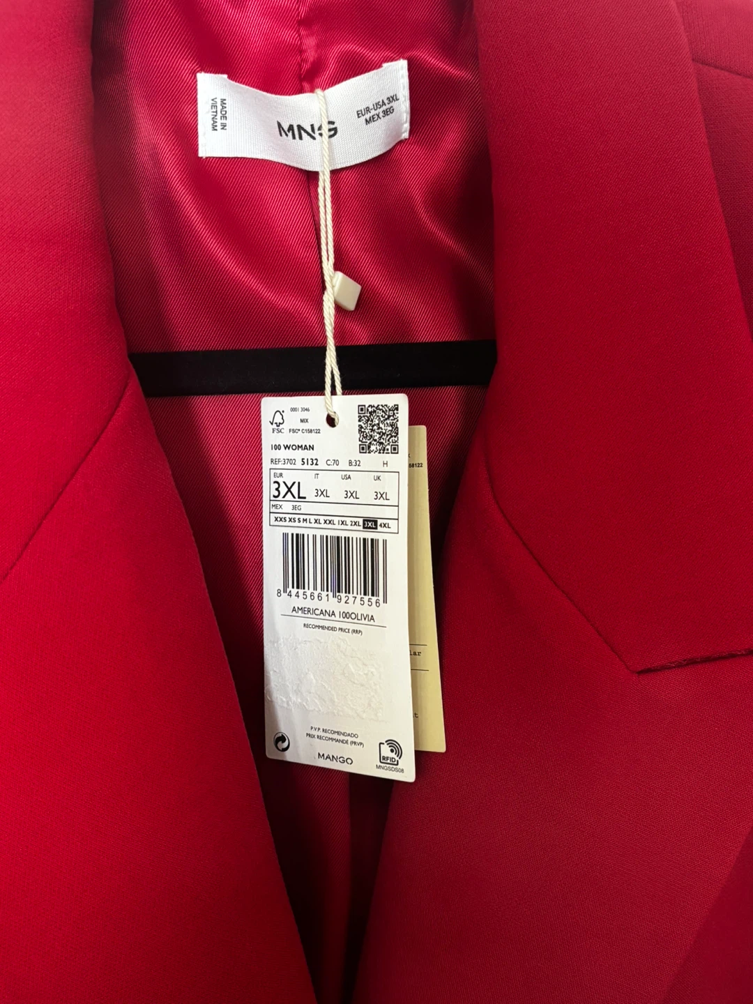 Mango Women's Red Double-Breasted Blazer - Size 3XL - photo 2