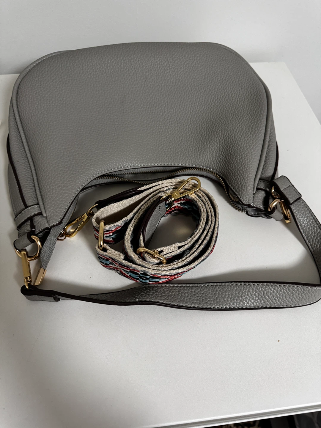 Gray Hobo Shoulder Bag with Adjustable Strap - photo 4