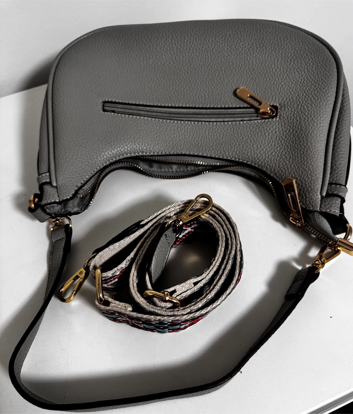 Gray Hobo Shoulder Bag with Adjustable Strap - photo 5