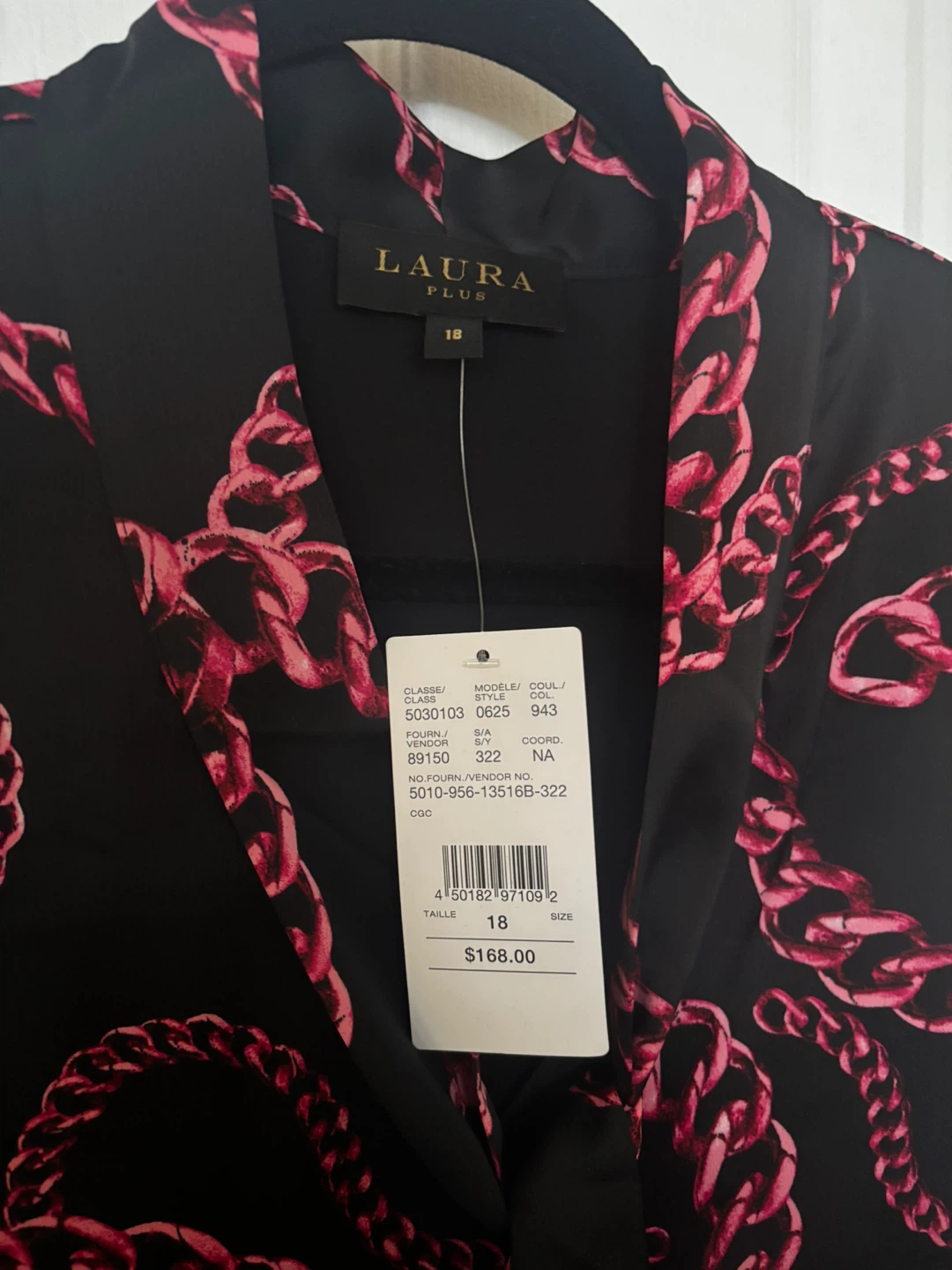 Laura Plus Black Pink Chain Print Sleeveless Dress Size 18 - photo 2