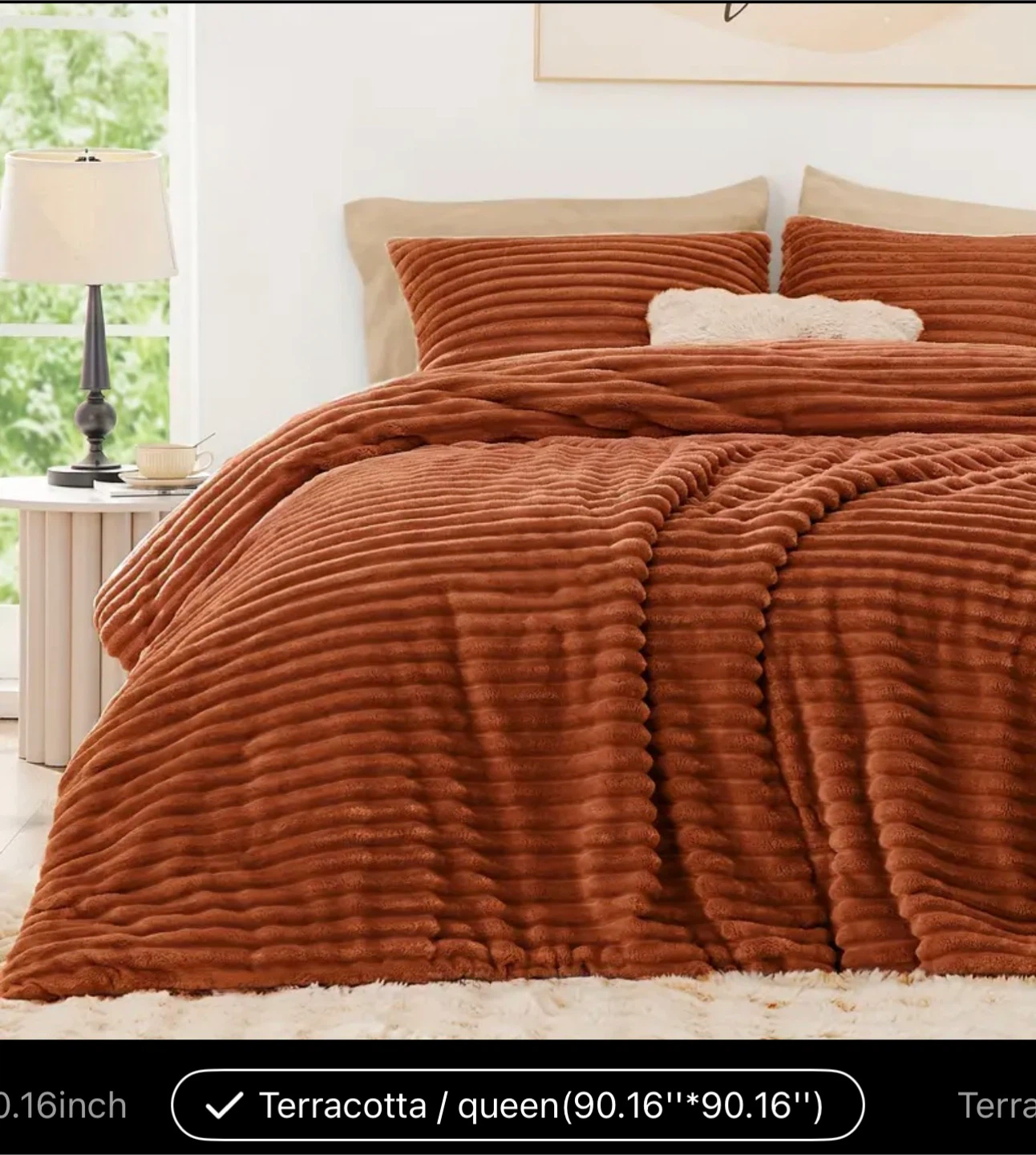 Queen Size Corduroy Plush Blanket with 2 pillowcases