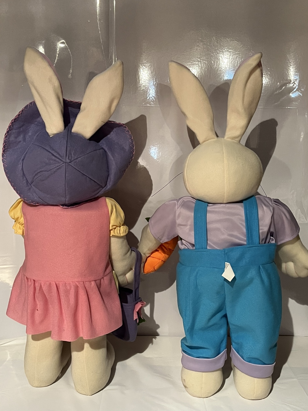 Set of 2 Standing Easter Bunnies Plush Figurines 30" Tall - photo 2