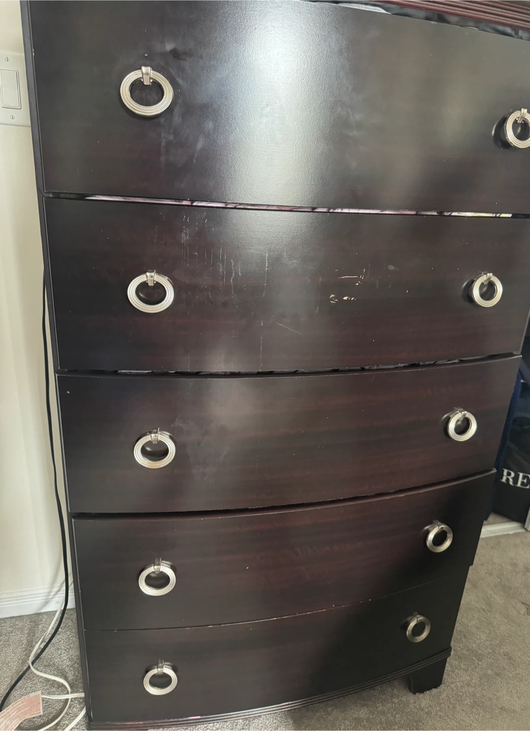 Dark Wood Dresser with 6 Drawers