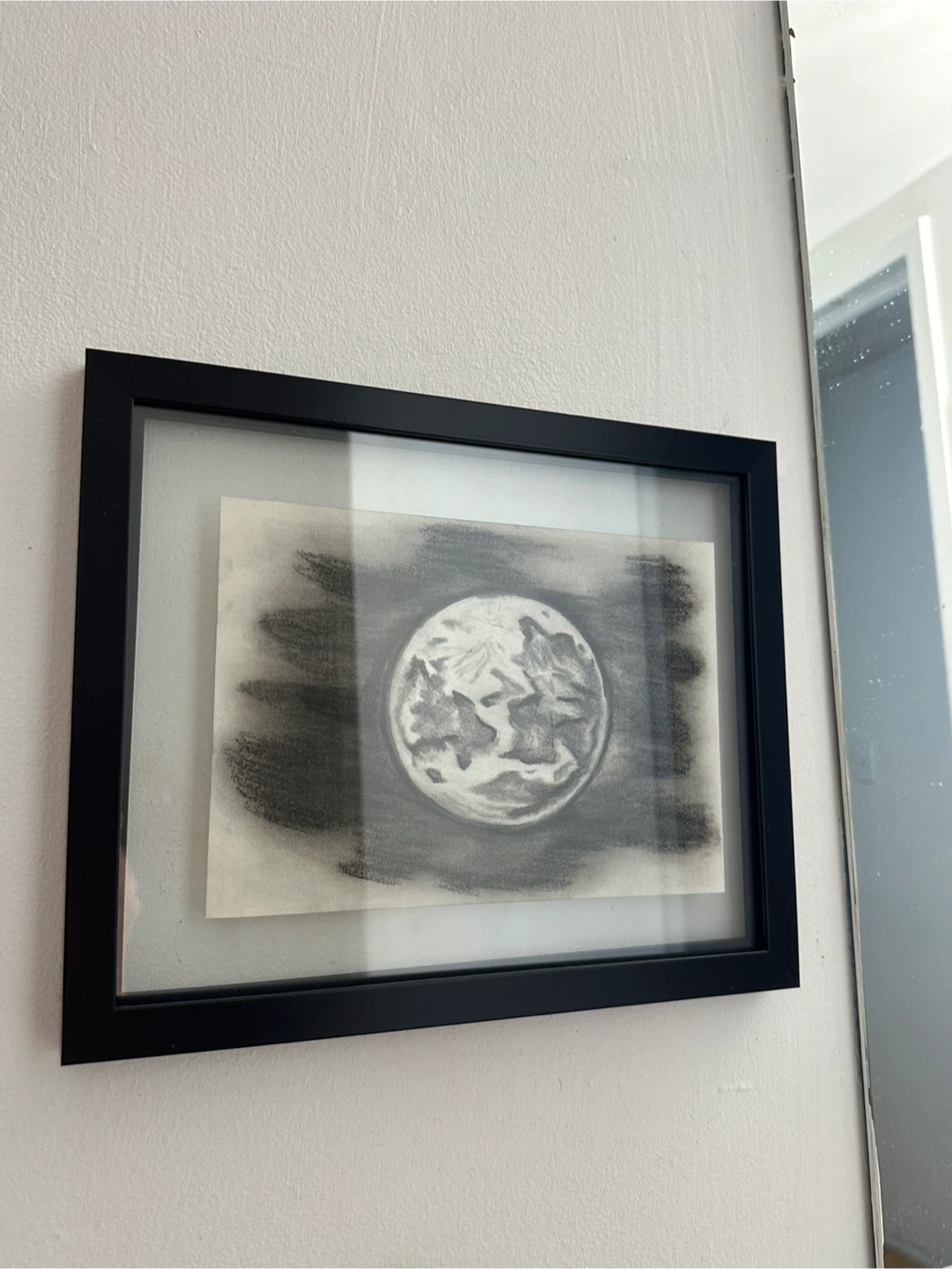 Framed Charcoal Drawing of the Moon