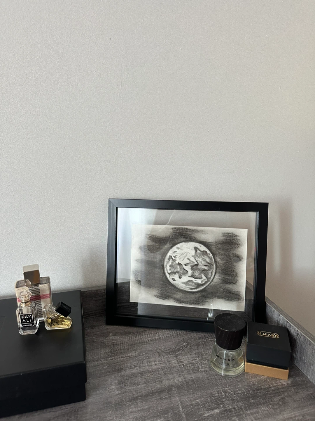 Framed Charcoal Drawing of the Moon - photo 2