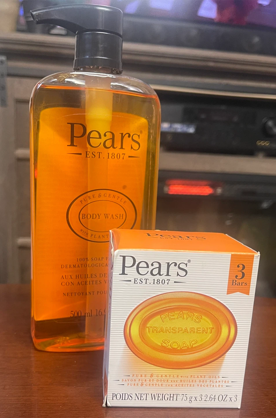 Pears Body Wash & pack of 3 Transparent bar Soap Bars