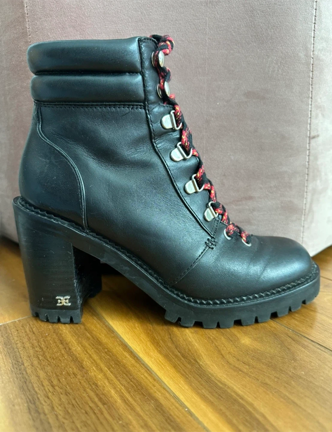Sam Edelman Black Leather Heeled Boots Size 6