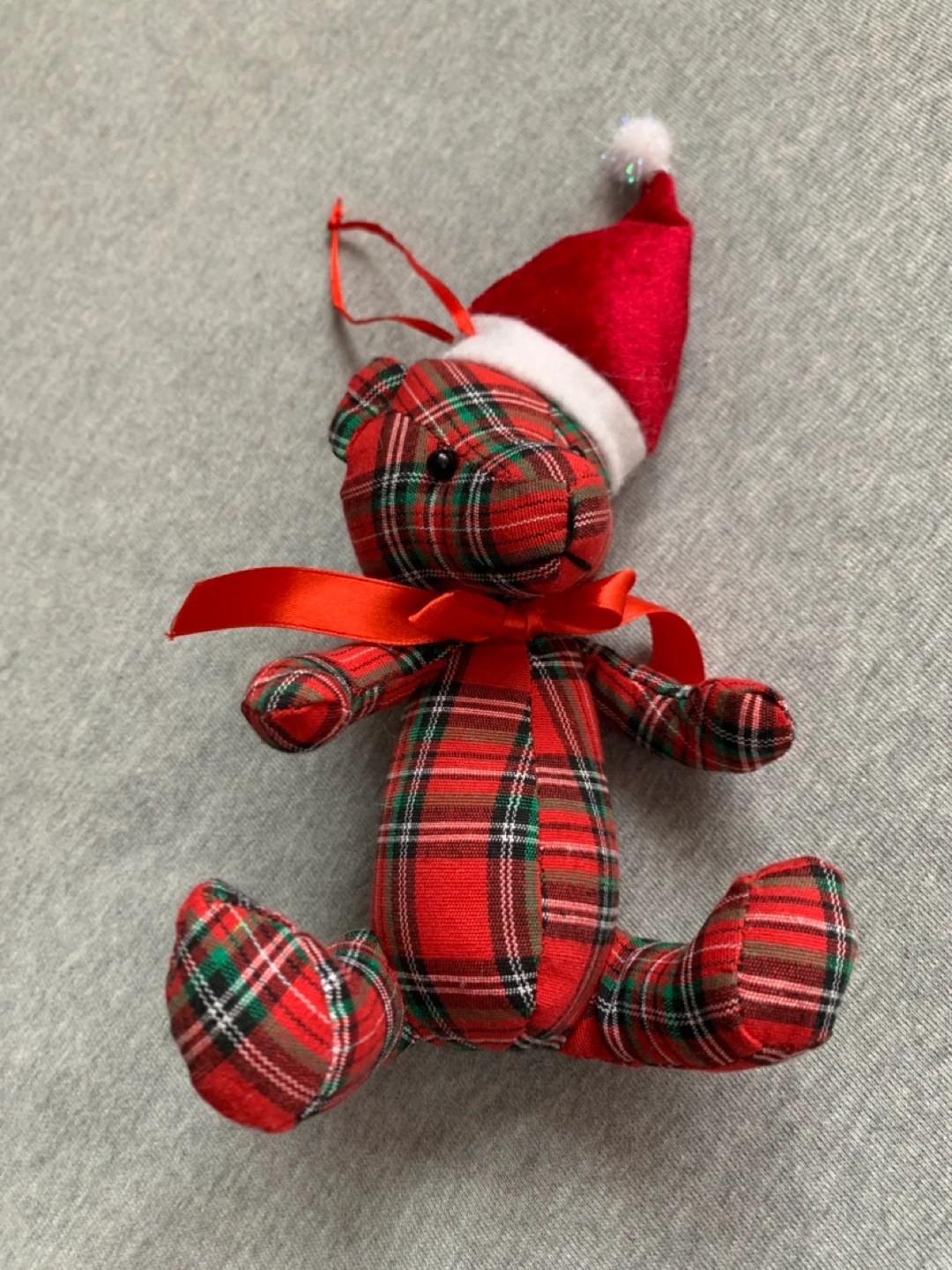 Large Tartan Teddy Bear Christmas Ornament