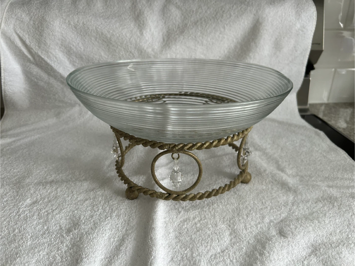 Glass Bowl / Wrought Iron Centrepiece, 2 Styles, never used - photo 3