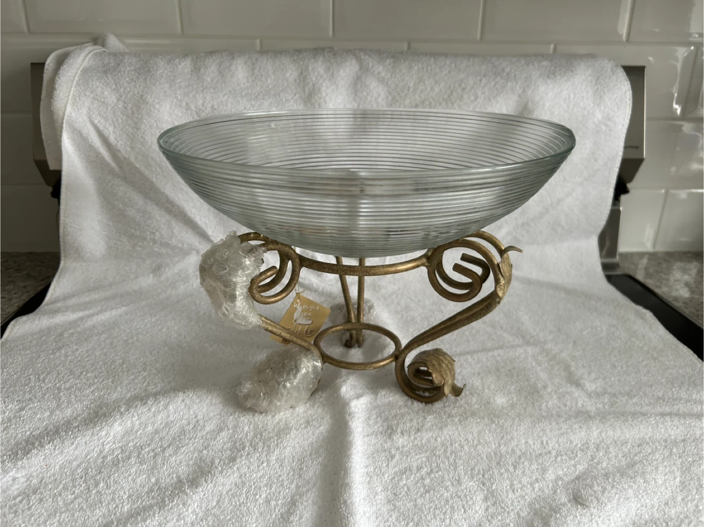 Glass Bowl / Wrought Iron Centrepiece, 2 Styles, never used - photo 4