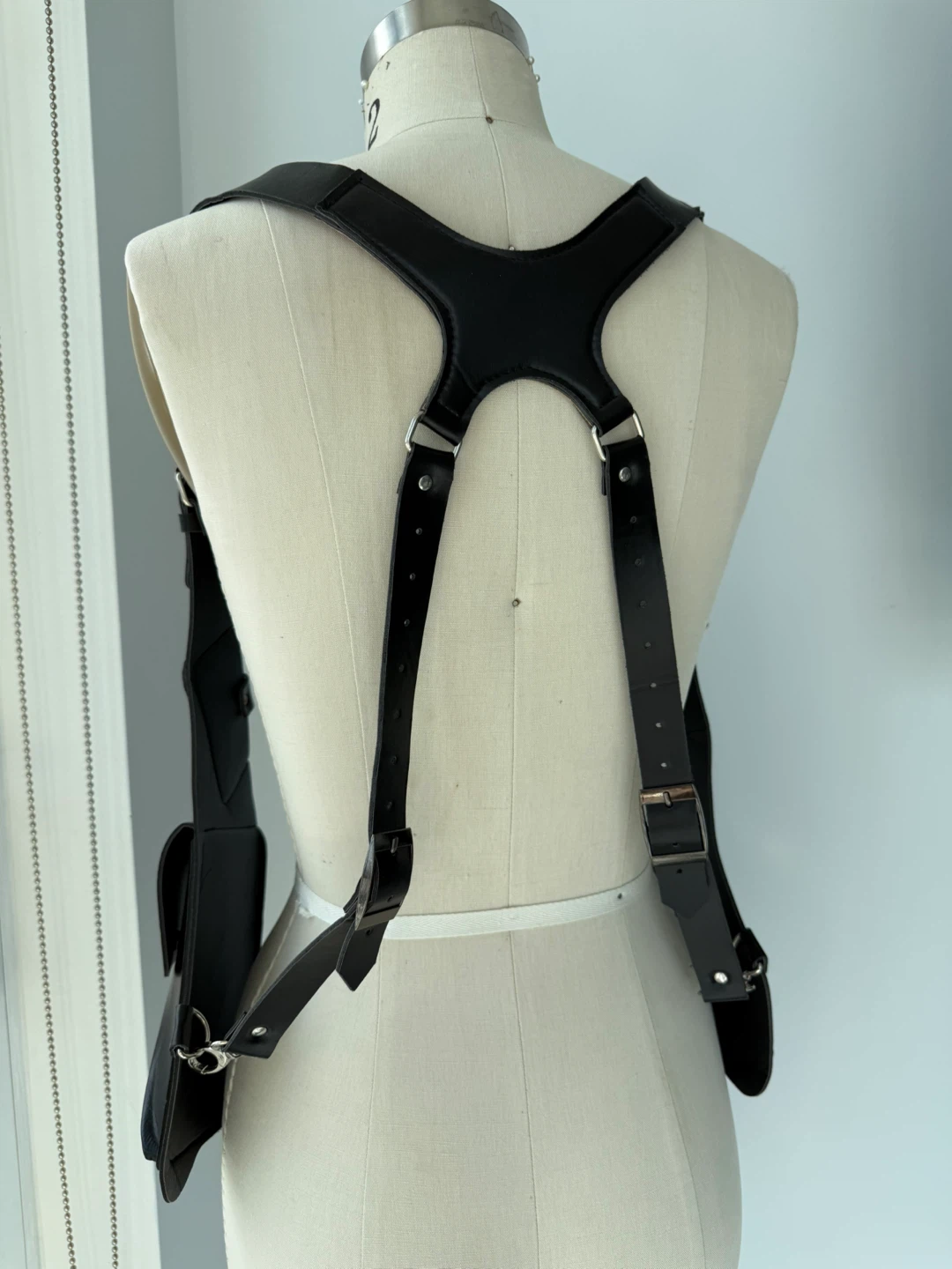 Black Harness Vest with Multiple Pockets - photo 3