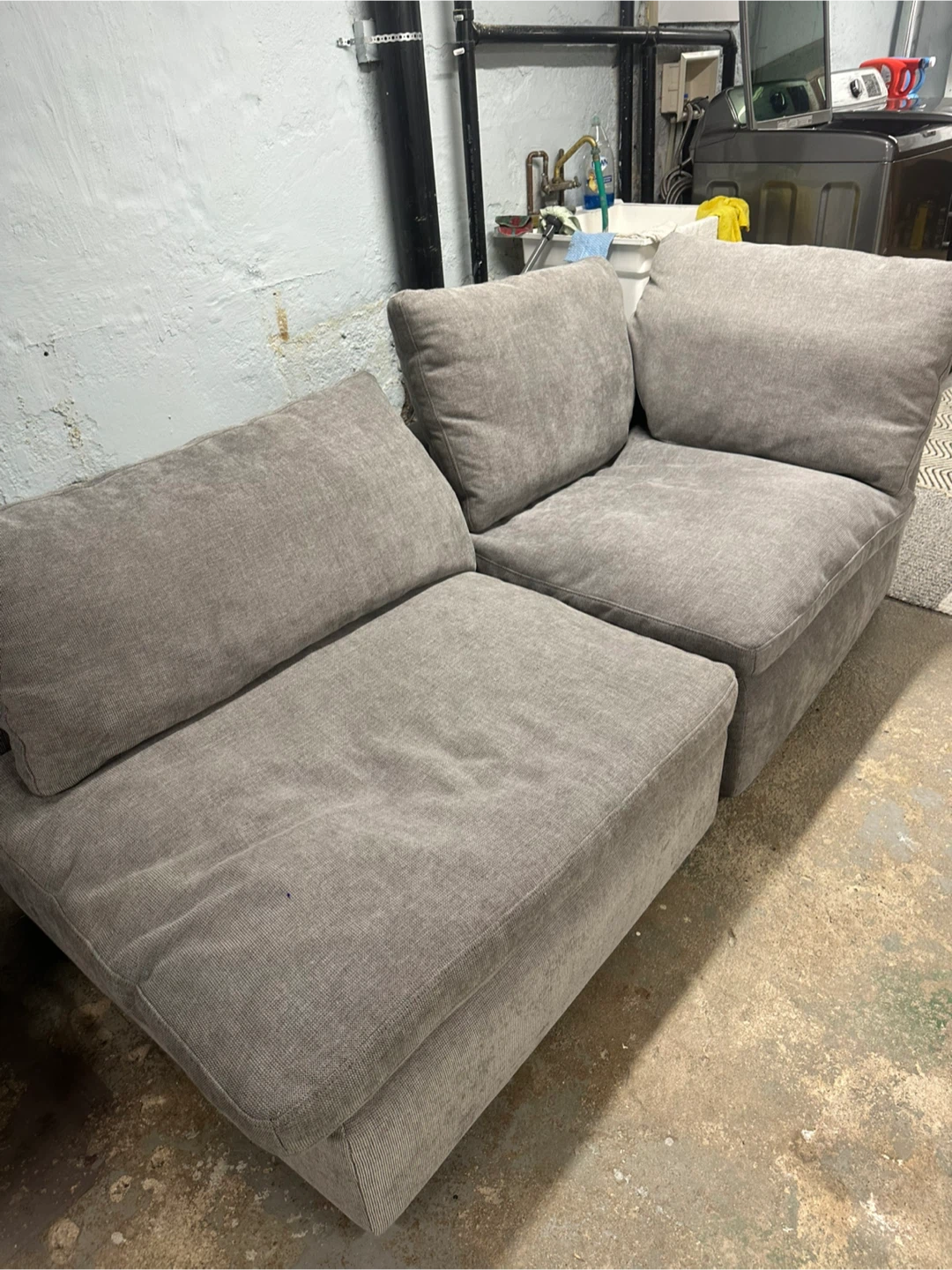 Grey Fabric Loveseat Sofa