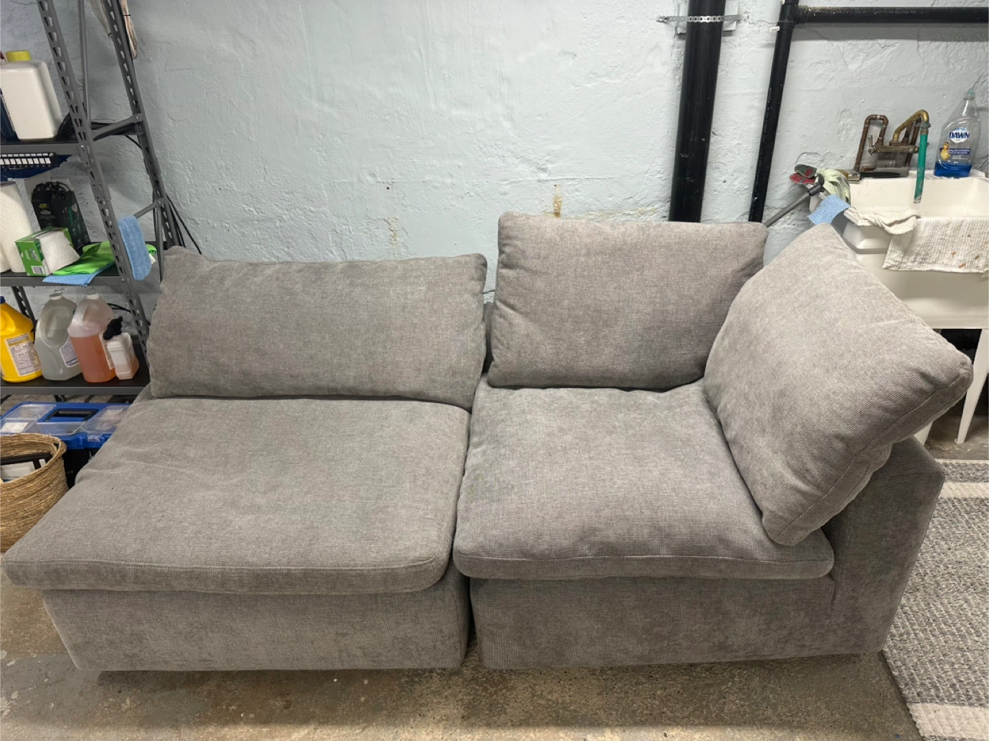 Grey Fabric Loveseat Sofa - photo 3