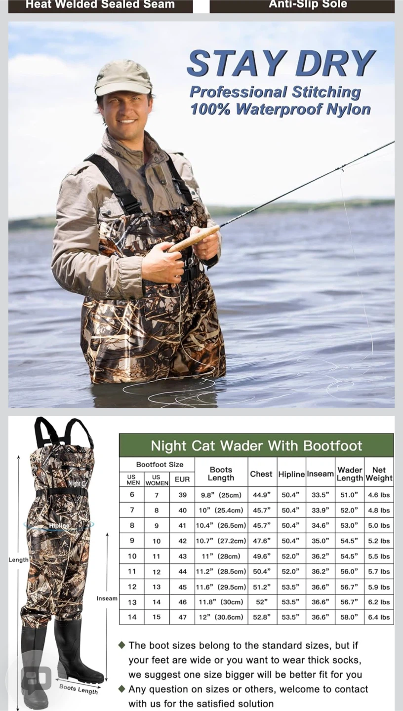 Night Cat Waterproof Fishing Waders with Bootfoot - photo 2