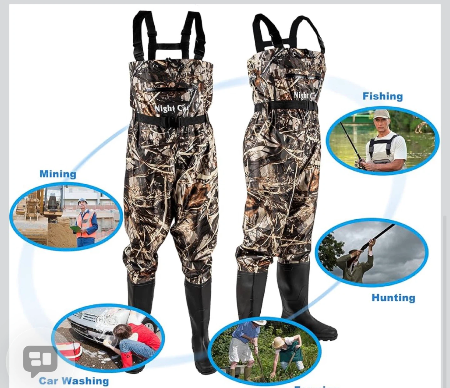 Night Cat Waterproof Fishing Waders with Bootfoot