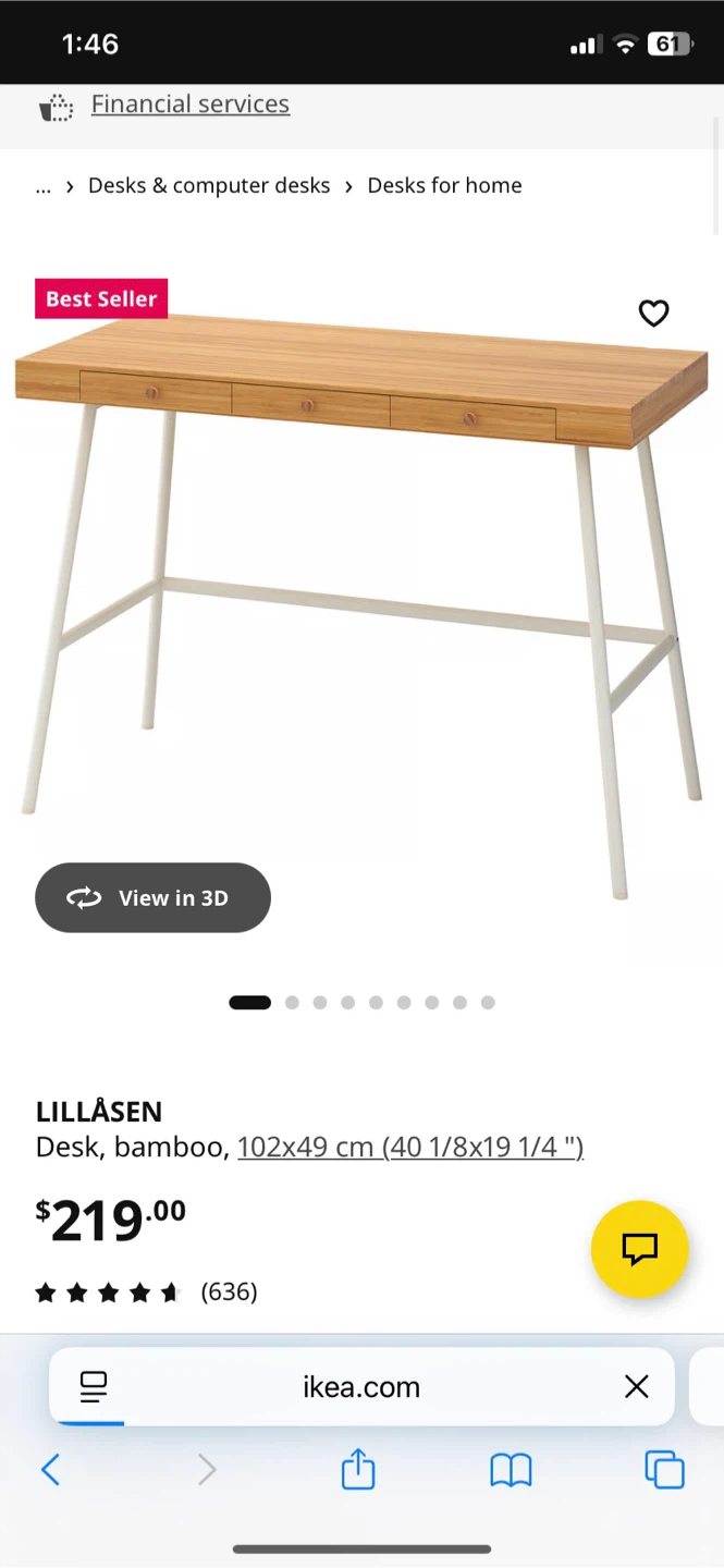 IKEA LILLASEN Desk - Bamboo - photo 5