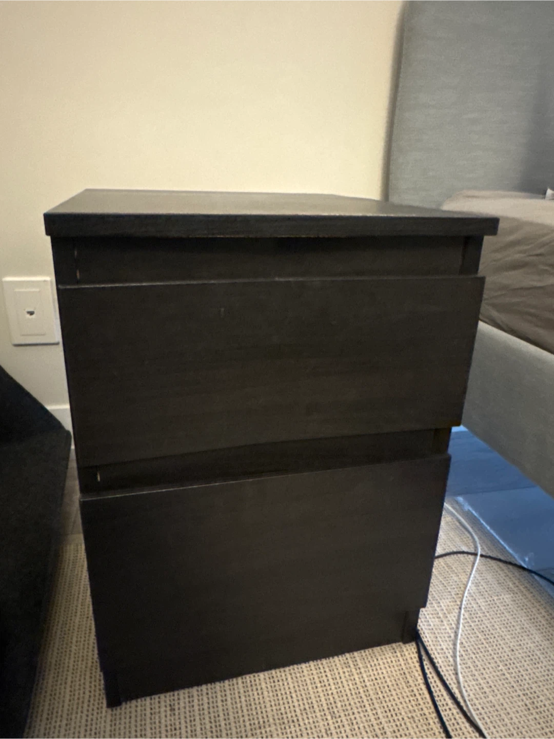 Dark Brown 2-Drawer Nightstand