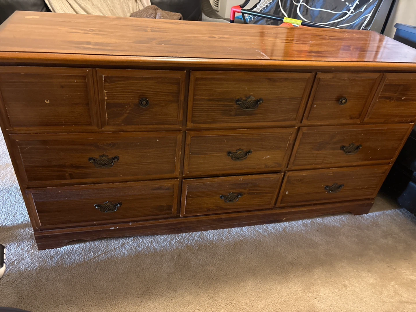 Wooden Dresser with 9 Drawers
