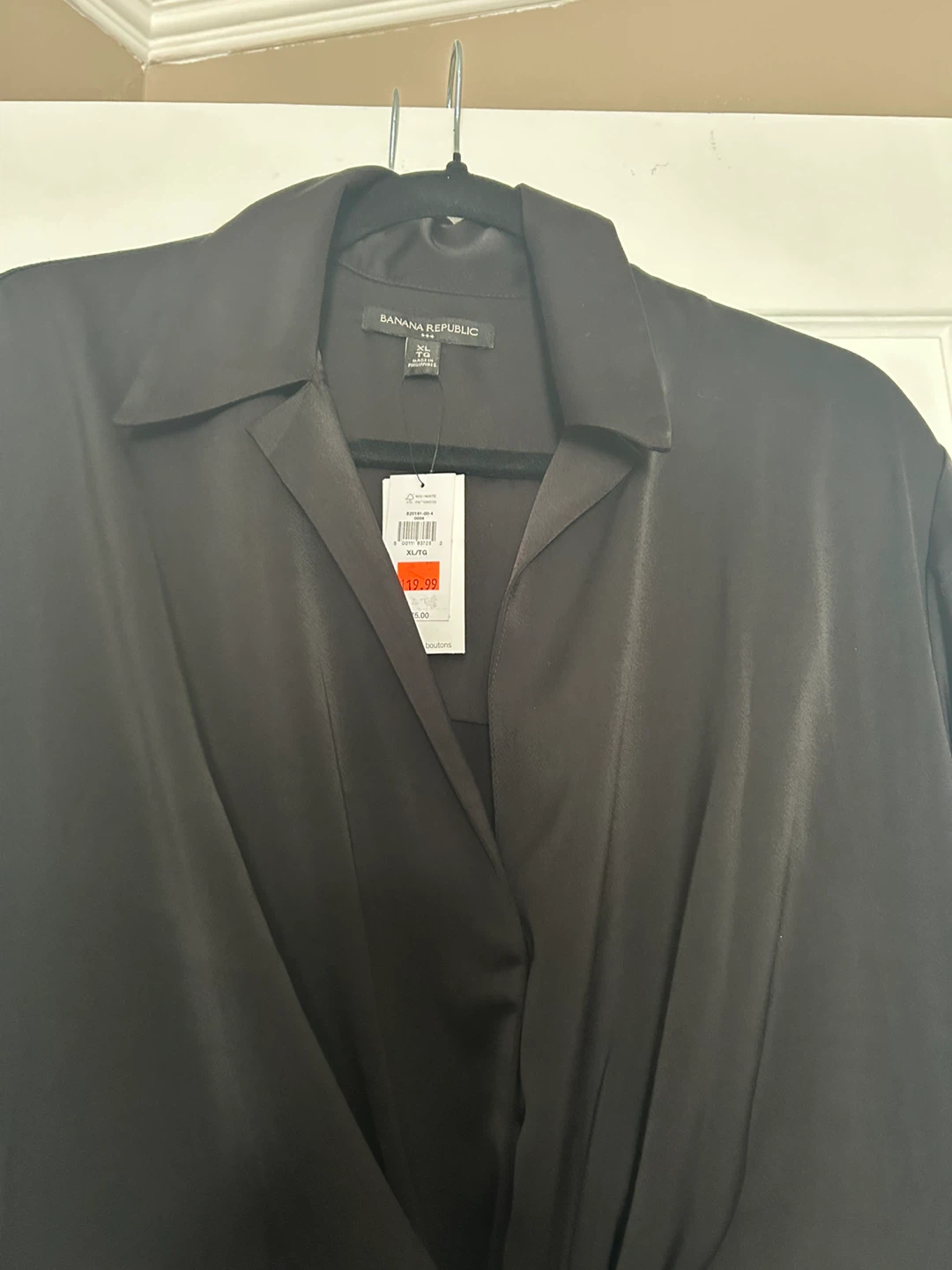 Banana Republic Black Tie-Front Shirt Dress - Size XS - photo 2