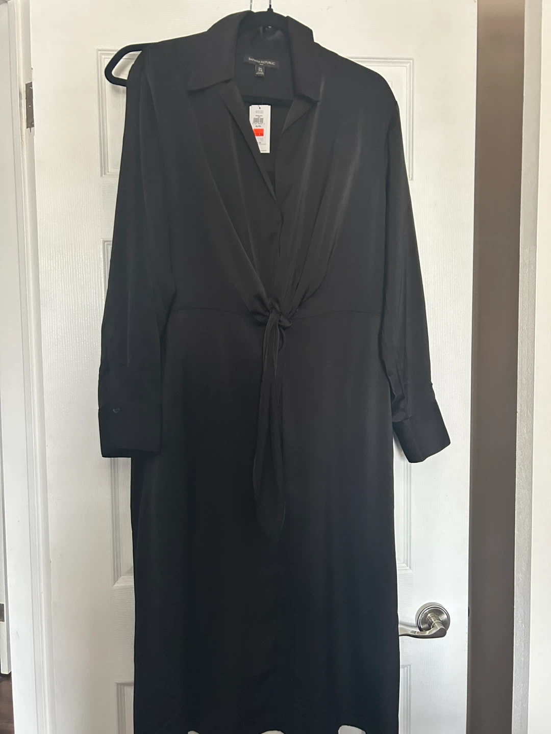 Banana Republic Black Tie-Front Shirt Dress - Size XS - photo 3