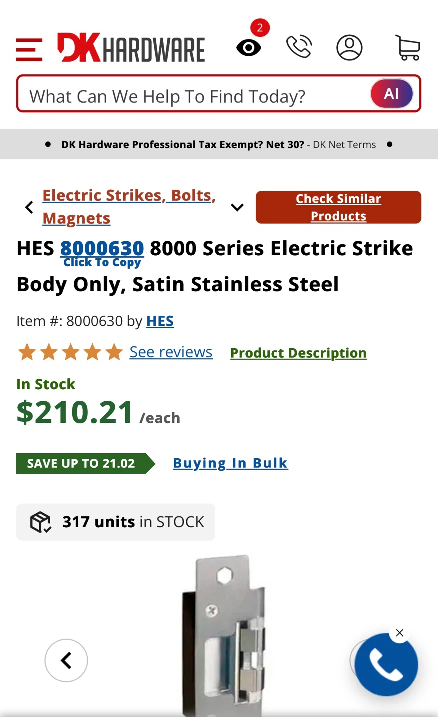 3 For $100   HES 8000 Elec Strike Body Stainless Steel - photo 5
