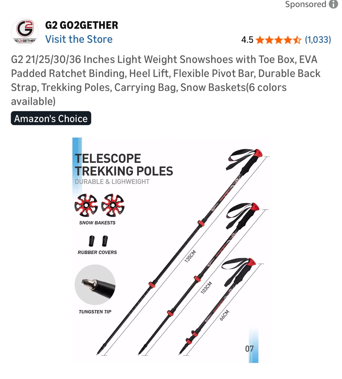 G2 Go2gether 36" Snowshoes with Poles and Bag - photo 2