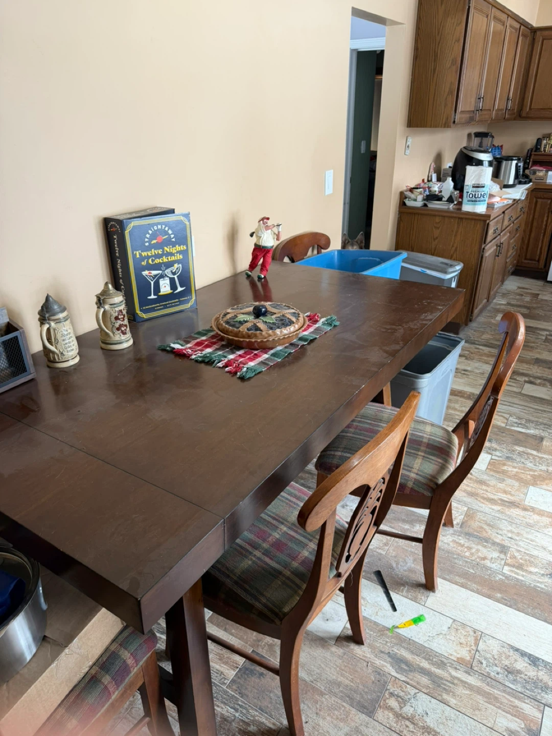 Long dark wood table