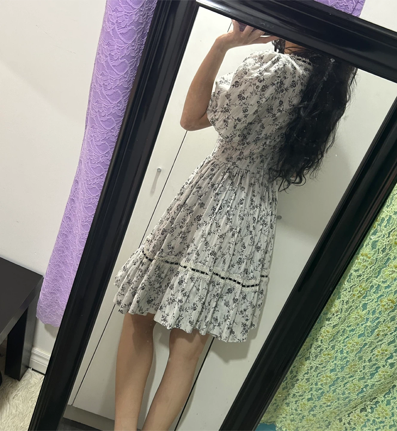 White floral puff sleeve dress - photo 2