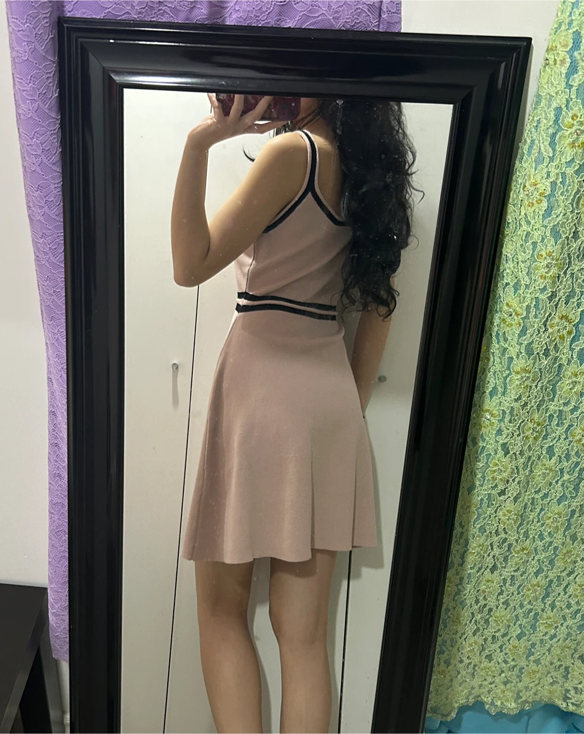 Pink Mini Dress with Black Trim - photo 2