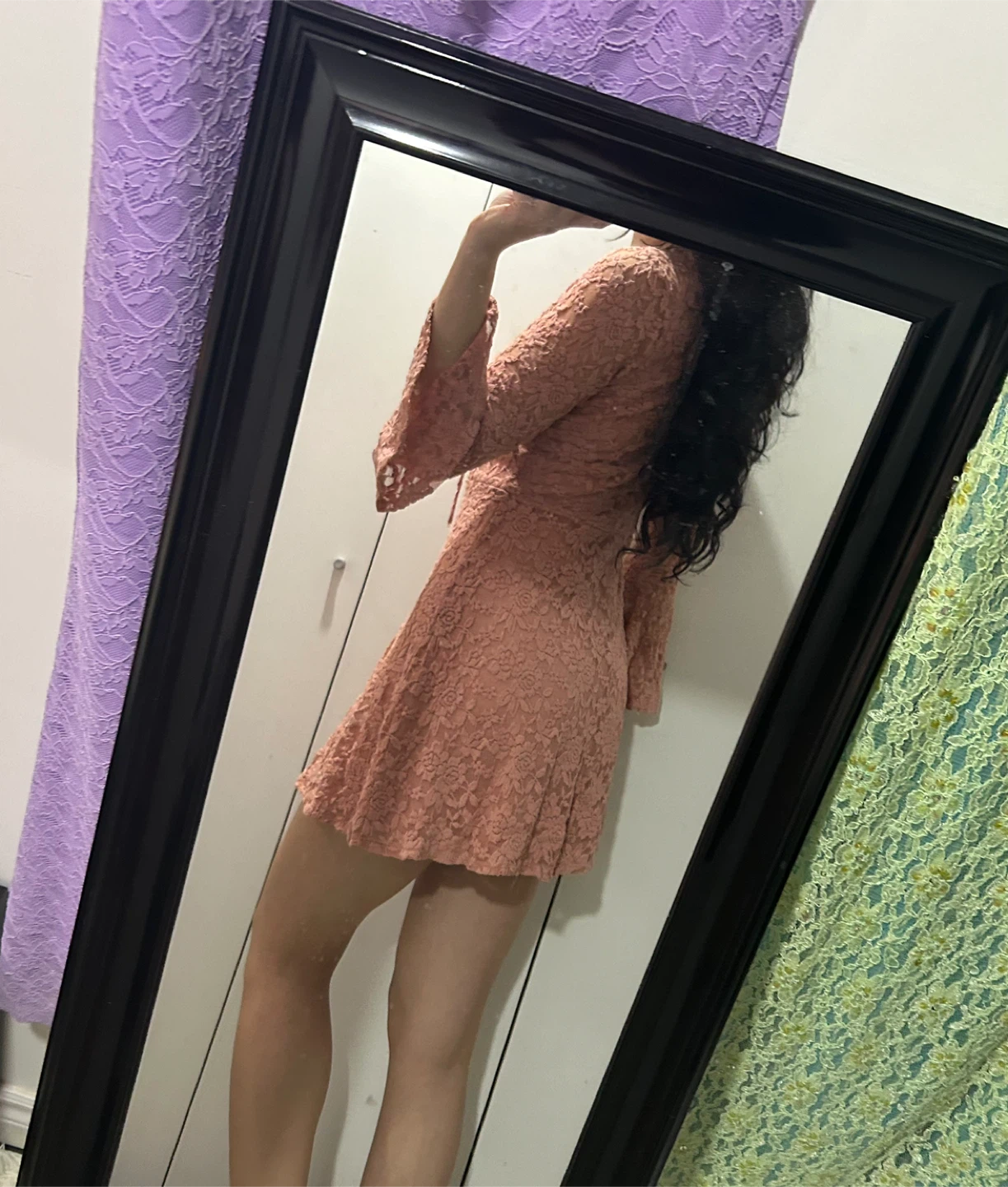 Pink Lace Bell Sleeve Mini Dress - photo 2