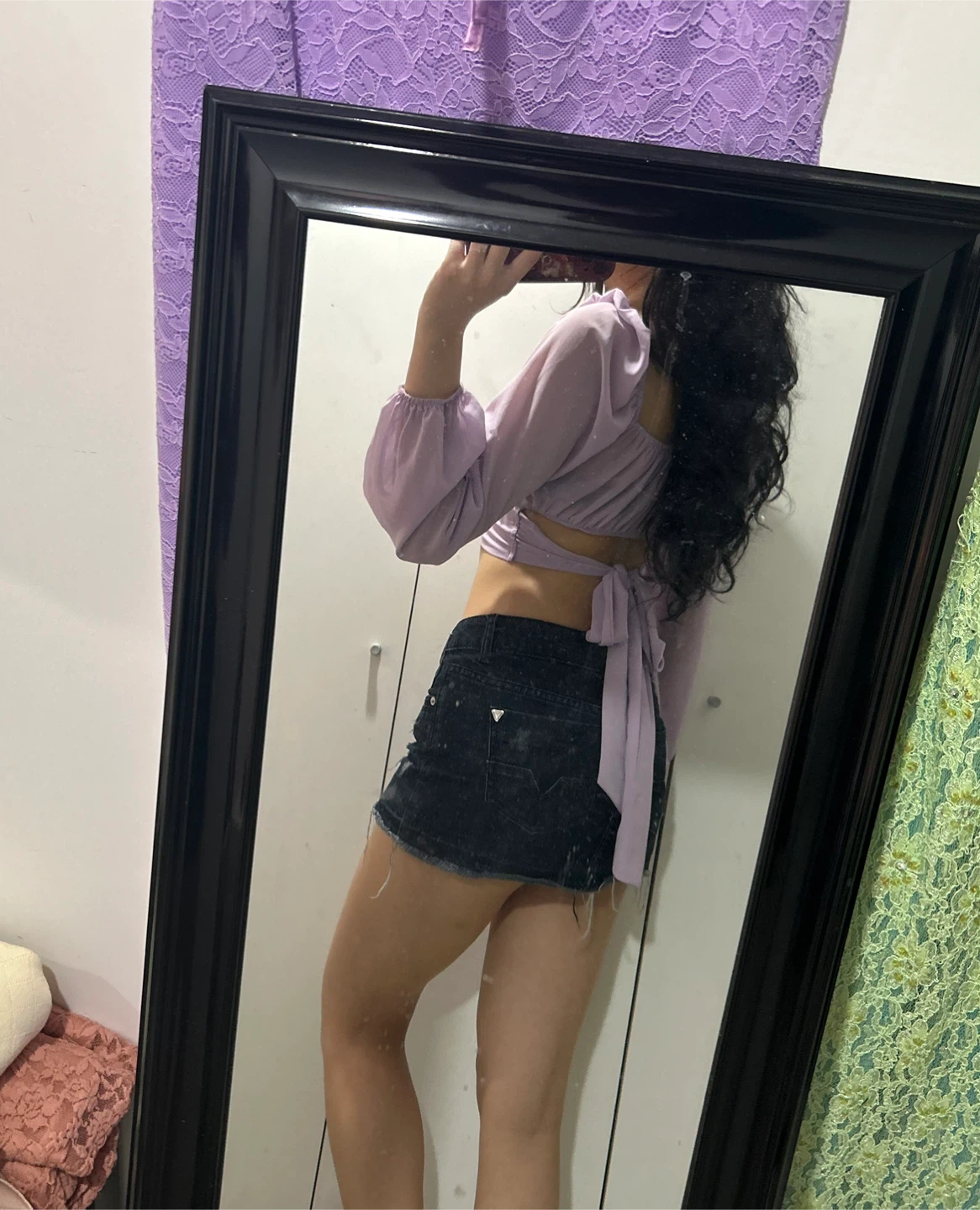 Purple Long Sleeve Crop Top - photo 2