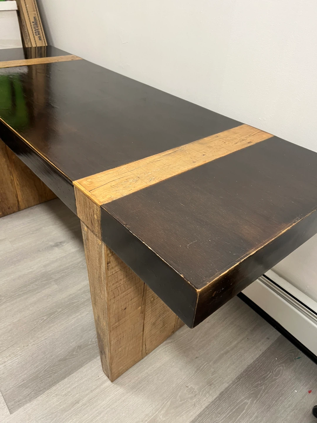 Dark Wood Dining Table with Natural Wood Inlay - photo 2