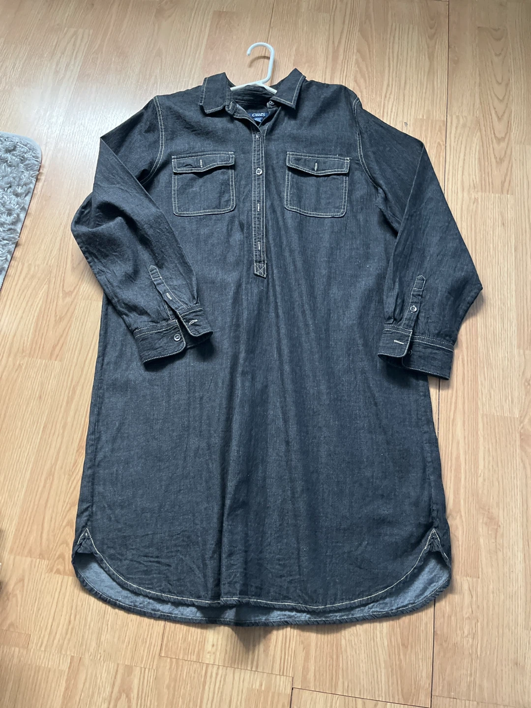 Chaps Women's Dark Wash Denim Shirtdress Size XL