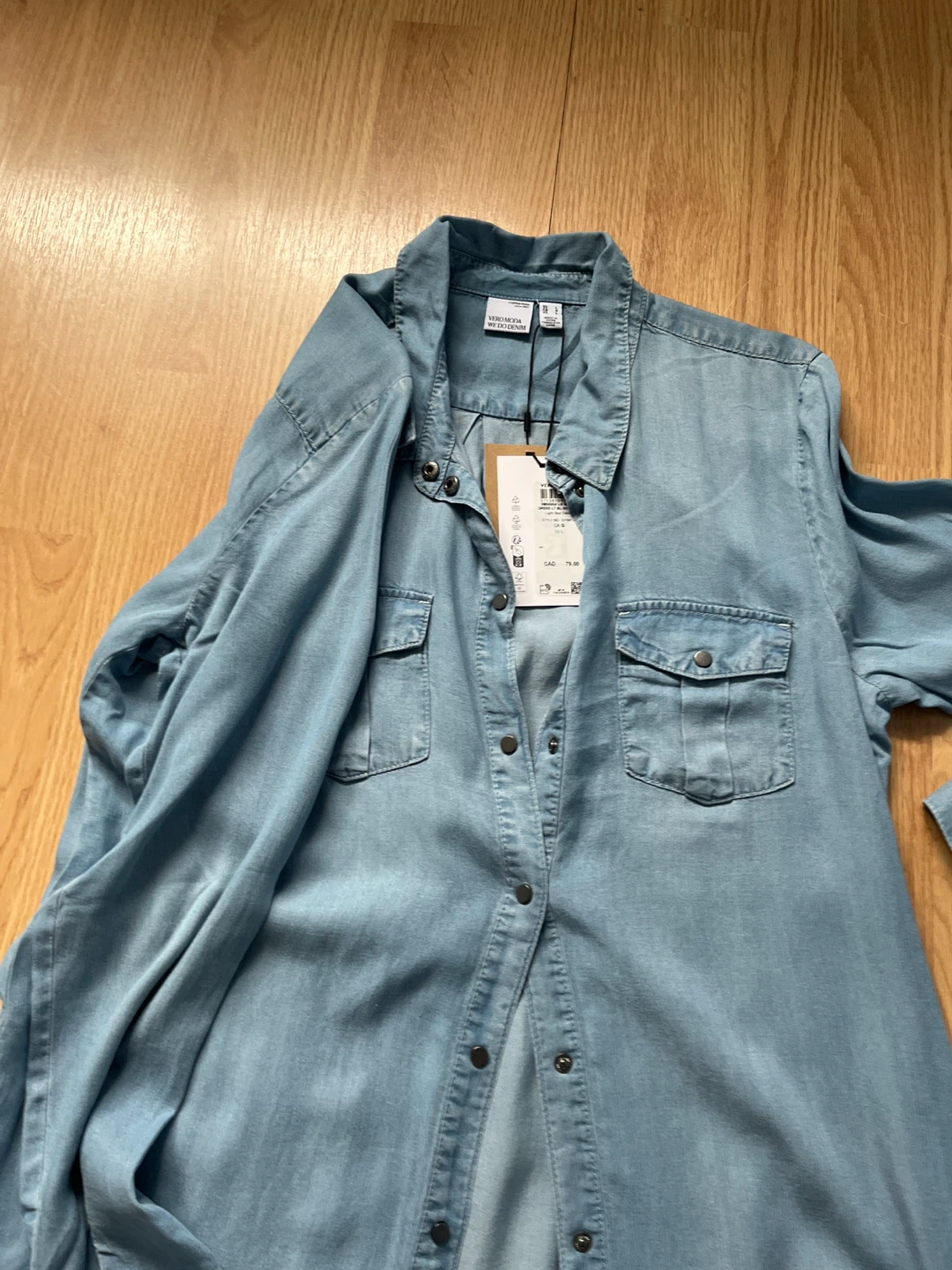 Veromoda Long Sleeve Denim Shirt Dress Size S