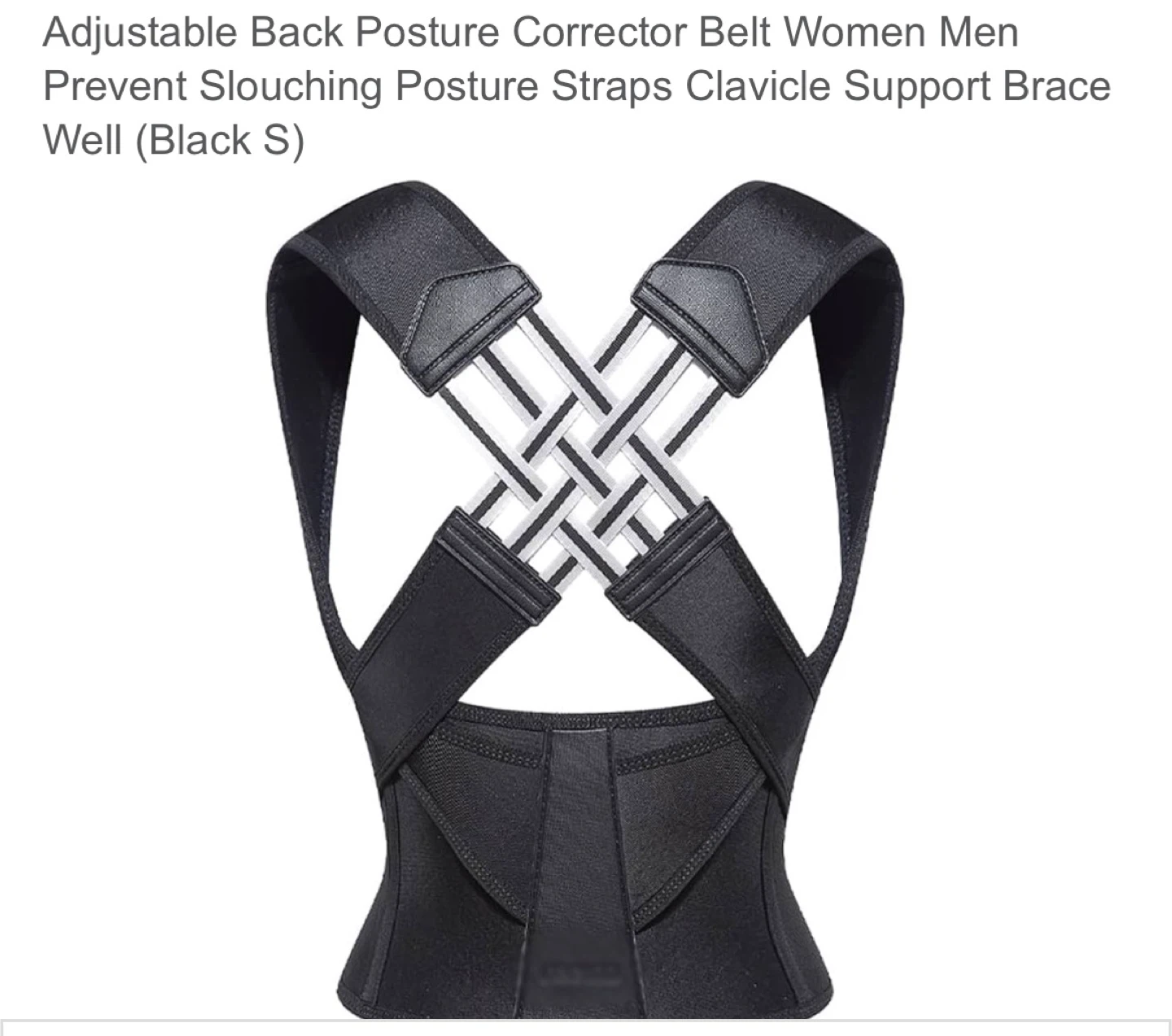 Adjustable Back Posture Corrector Belt - Black S