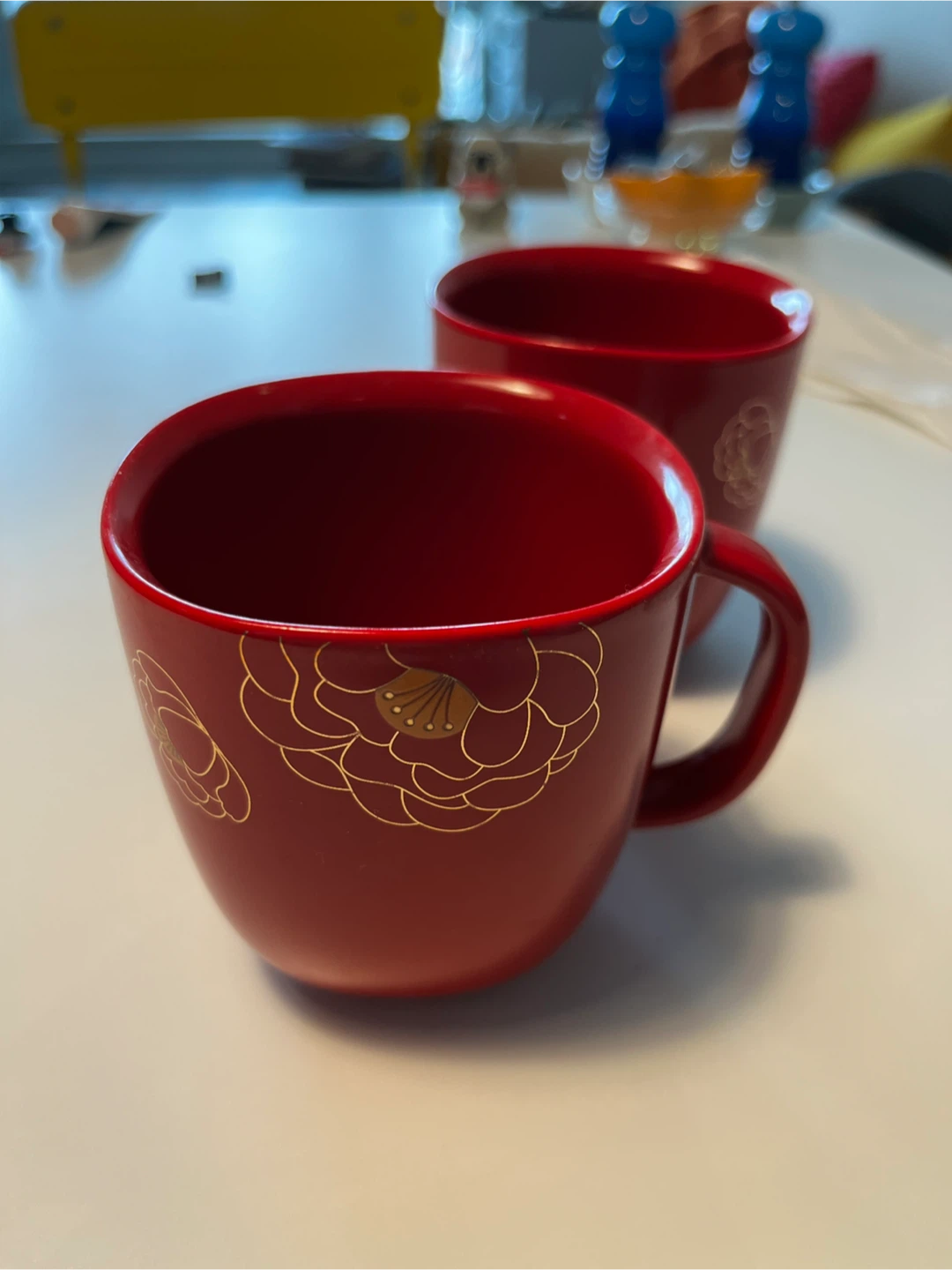 Nespresso Red Flower Mugs Set of 2