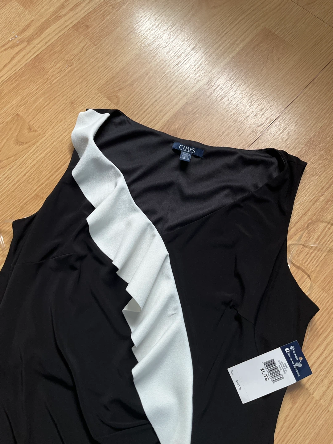 Chaps Black & White Ruffle Dress - photo 2