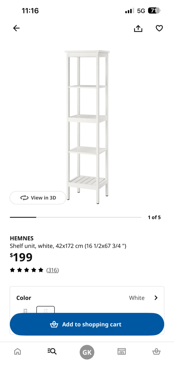 IKEA HEMNES Shelf Unit - White - photo 2
