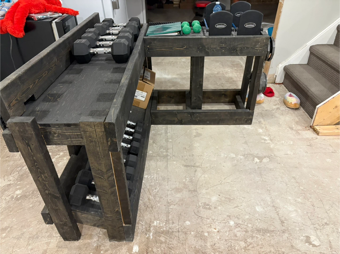 Dark Stained Wood Dumbbell Rack - photo 2