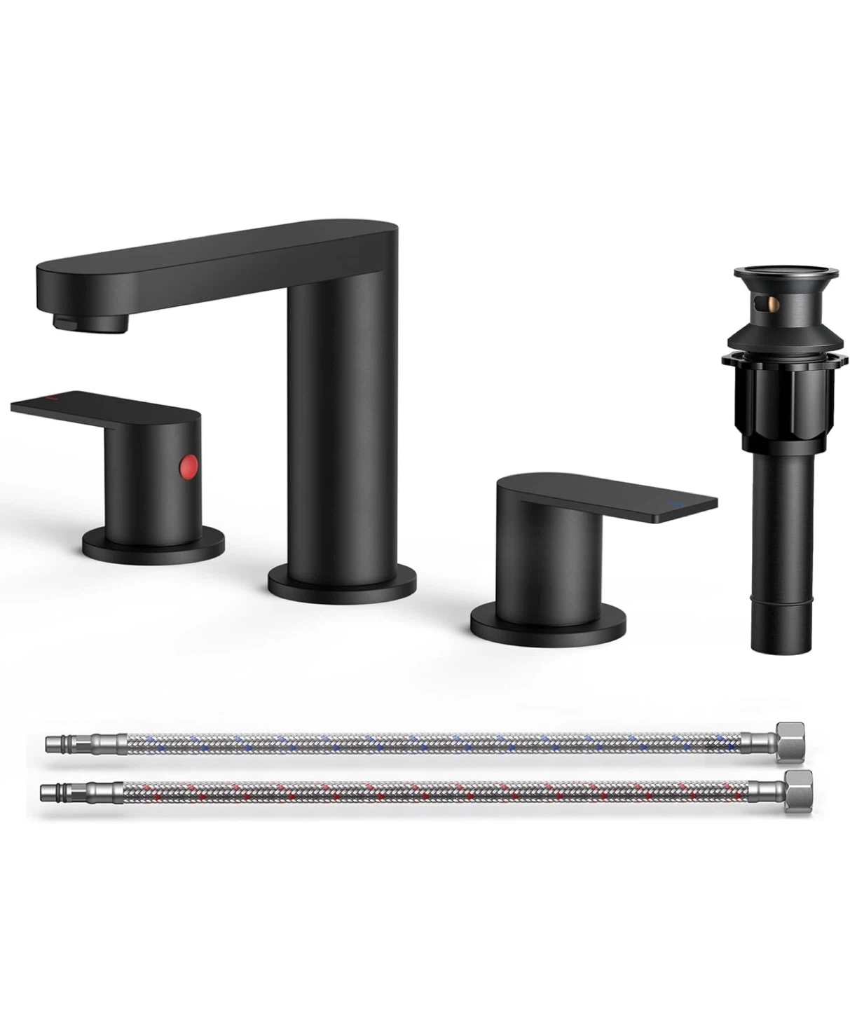 Matte Black Bathroom Faucet with Two Handles