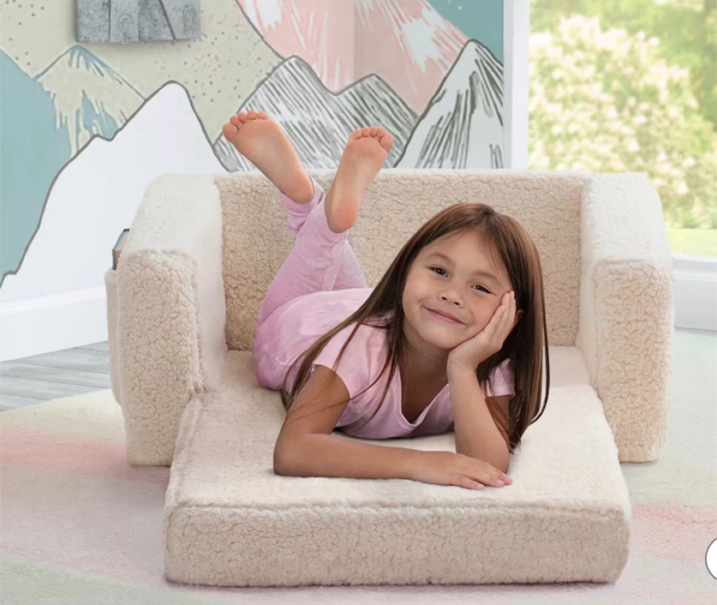 Fluffy Kids Flip Out Sofa Chair Bed - photo 3