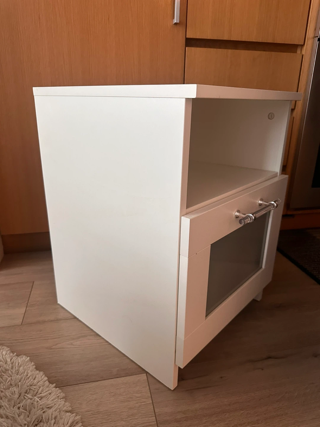 White Nightstand with Drawer and Shelf - photo 3