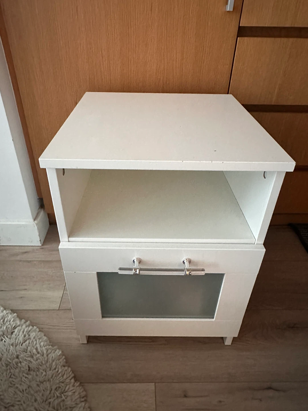 White Nightstand with Drawer and Shelf - photo 2