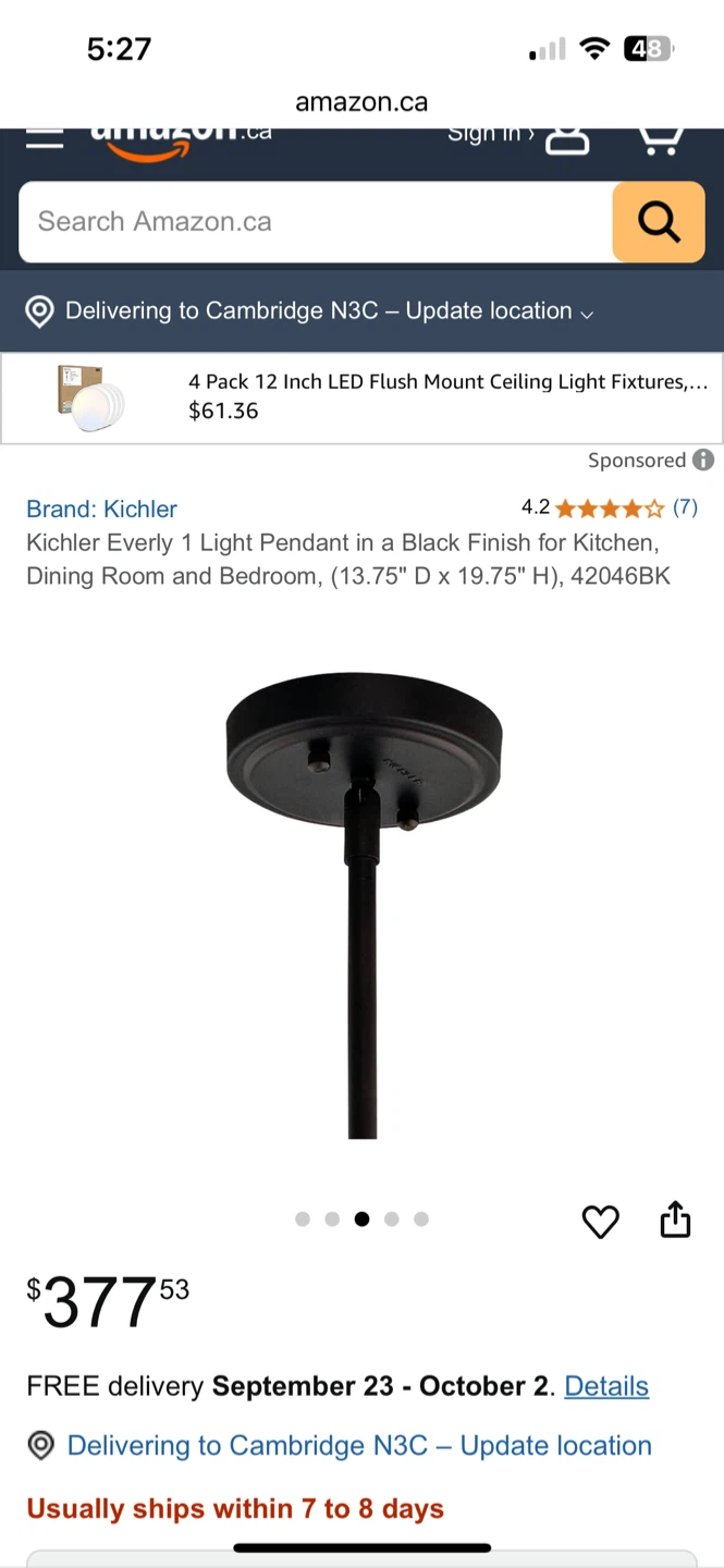 Dining room light-Kichler Everly 1 Light Pendant - photo 4